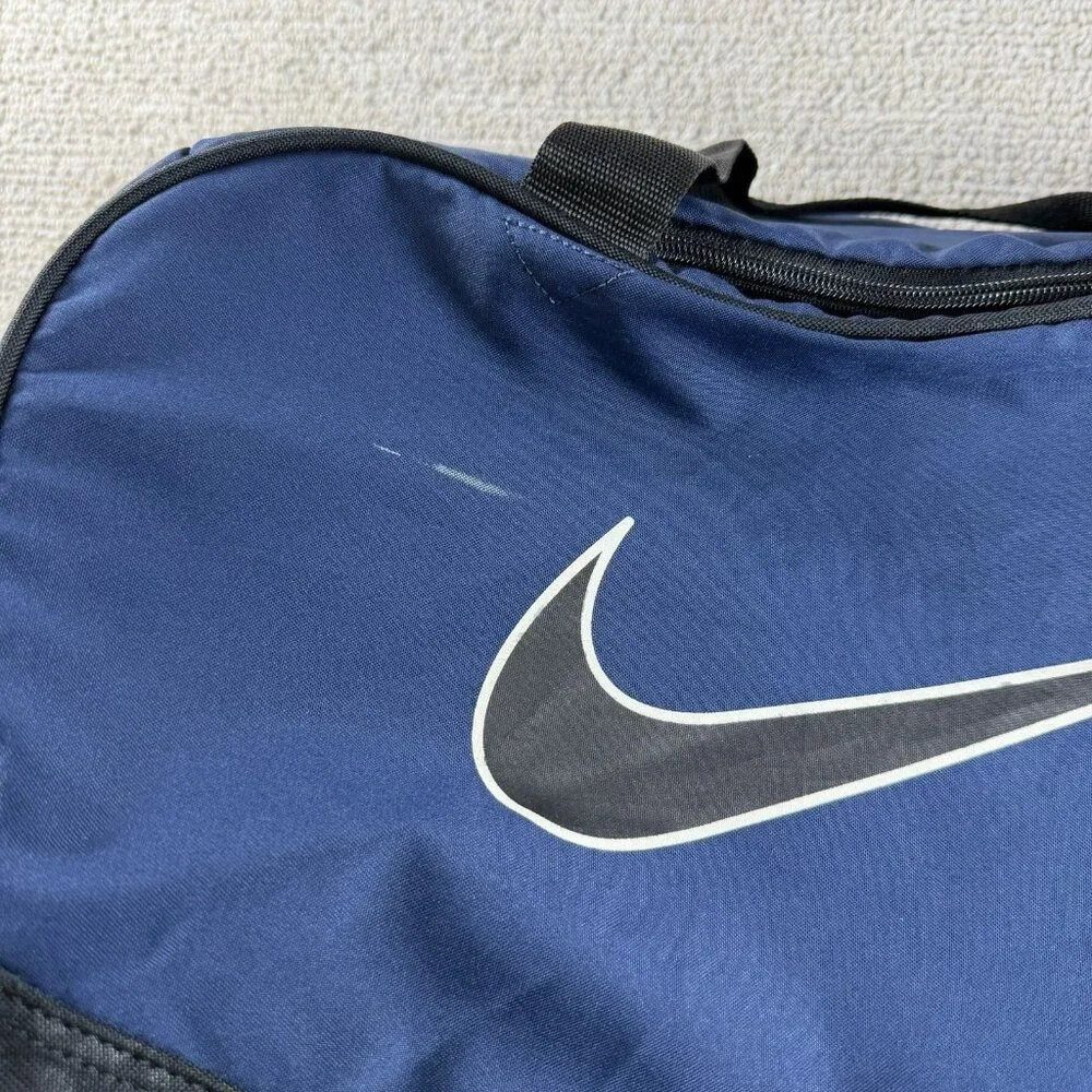 Nike Brasilia Large Logo Gym Duffel Bag Blue Black
